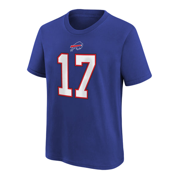Youth Nike Josh Allen Name & Number T-Shirt In Blue - Front View