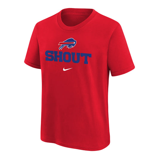 Buffalo Bills Youth "Shout" T-Shirt In Red - Front View