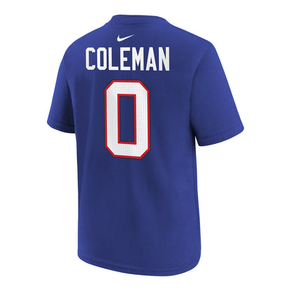 Buffalo Bills Nike Youth Keon Coleman Name and Number T-Shirt In Blue - Back View