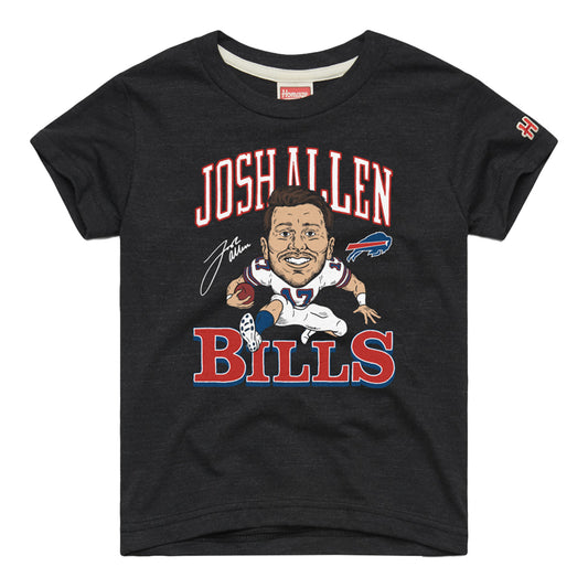 Buffalo Bills Homage Youth Josh Allen Hurdle T-Shirt In Black - Front View