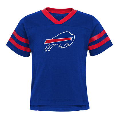 Buffalo Bills Juvenile Primary Logo Jersey Set In Blue & Red - Shirt Front View