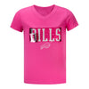 Girls Bills Flip Sequins V-Neck T-Shirt In Pink - Front View Pink Logo