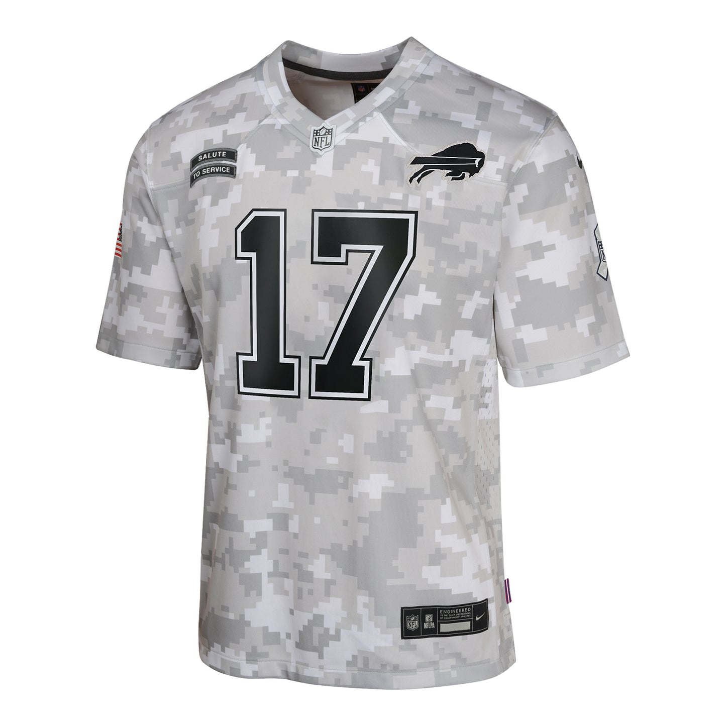 Youth Buffalo Bills 2024 Salute to Service Josh Allen Jersey In Grey - Front View