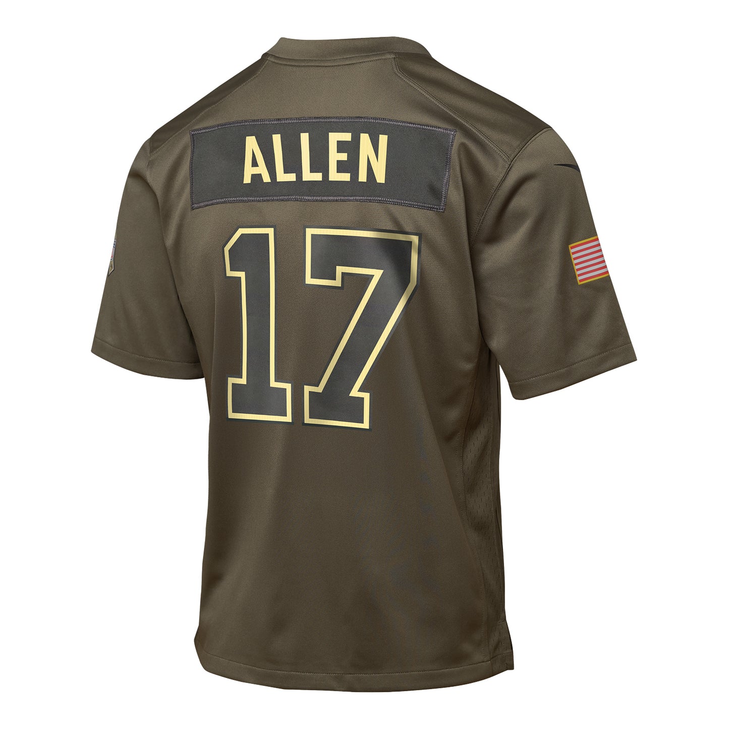 Youth Buffalo Bills 2025 Salute to Service Josh Allen Jersey In Green - Back View