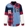 Ladies Wild Collective Buffalo Bills Flannel Denim Snap Jacket In Blue, Red & White - Front View