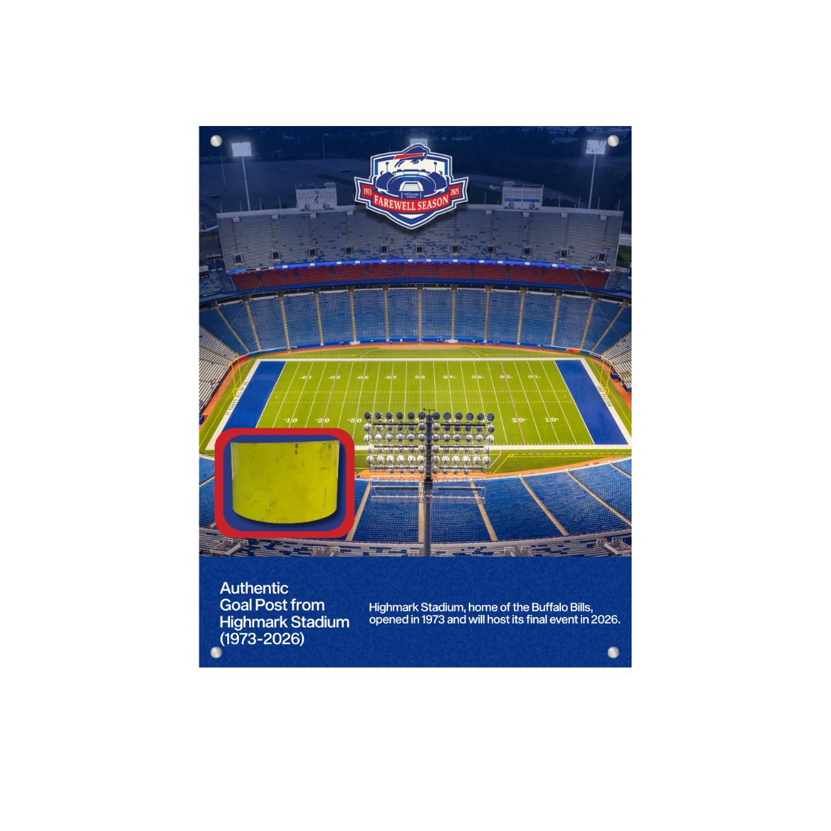 Buffalo Bills Highmark Stadium Season Ticket Member 8x10 Authentic Goalpost Plaque (Pre-Order)