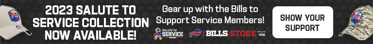 2023 Salute To Service Collection Now Available! Gear up with the Bills to Support Service Members! SHOW YOUR SUPPORT