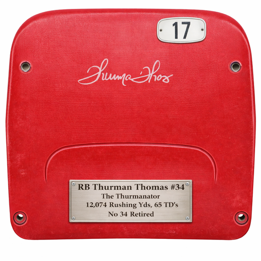 Thurman Thomas Autographed Highmark Stadium Authentic Red Seatback (Pre-Order)