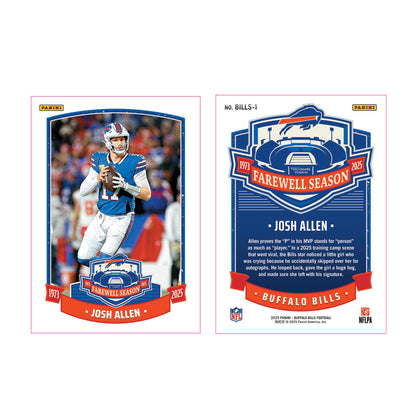 Buffalo Bills Panini Exclusive Farewell Season Team Card Box Set - Front & Back Of Josh Allen Card
