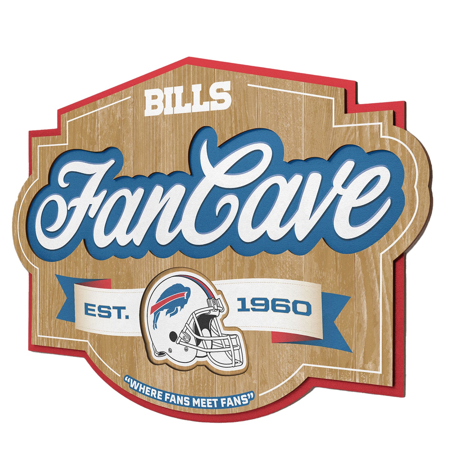 Buffalo Bills Fan Cave Sign - Front Left View