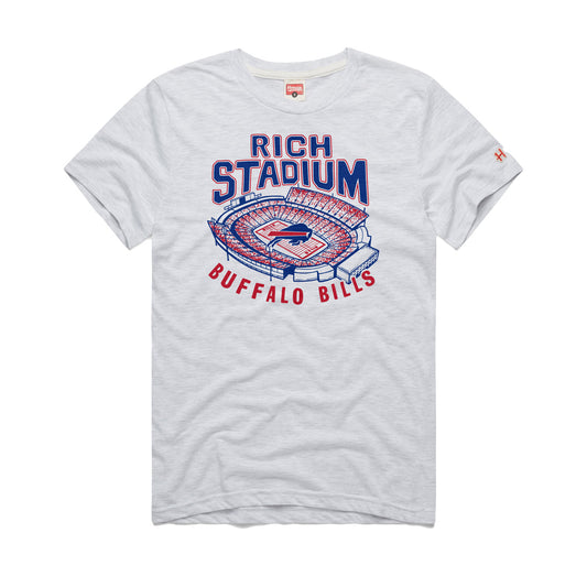 Homage Bills Rich Stadium T-Shirt In Grey - Front View