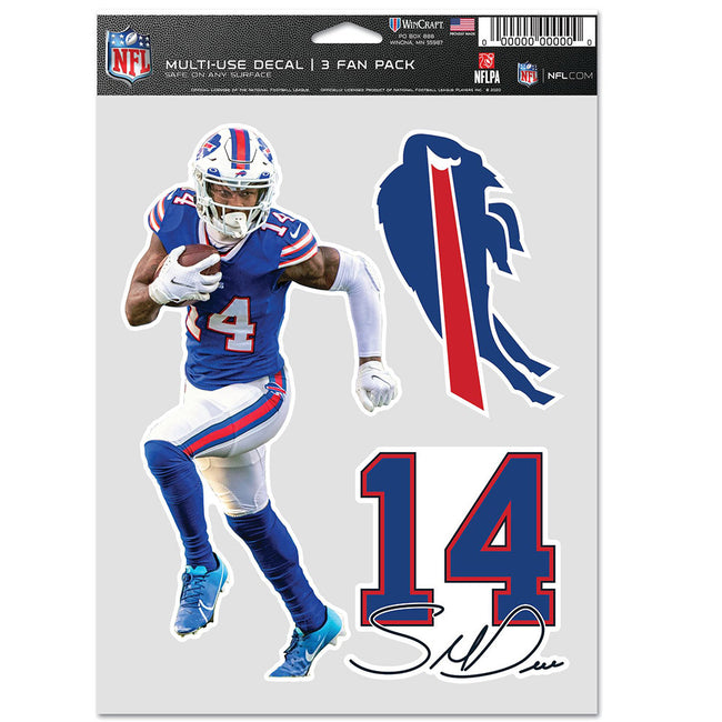 : WinCraft Von Miller Buffalo Bills 5.5'' x 7.75'' Fan 3-Pack  Decal Set : Sports & Outdoors