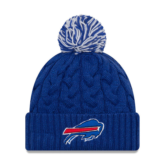 Bills Ladies New Era Cable Cuff Knit Hat in Blue - Front View