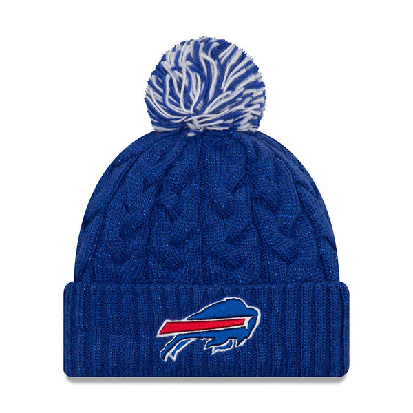 Bills Ladies New Era Cable Cuff Knit Hat in Blue - Front View