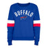 Ladies Bills New Era Varsity Fleece Crewneck Sweatshirt In Blue. White & Red - Front View