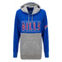 Ladies Bills Zubaz Crossover Hooded Sweatshirt In Blue, Grey & Red - Front View