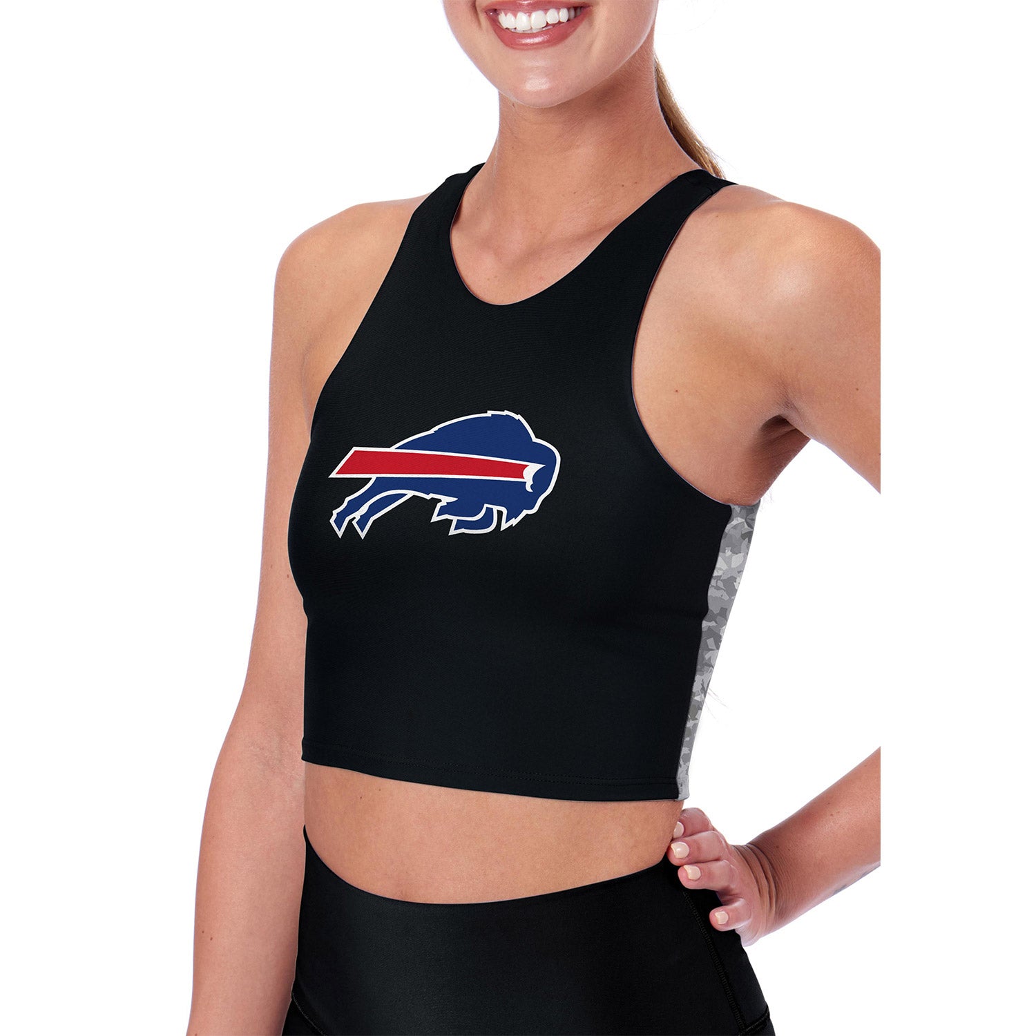 Zubaz - Women's Buffalo Bills Zebra Long Sleeves Crop Top