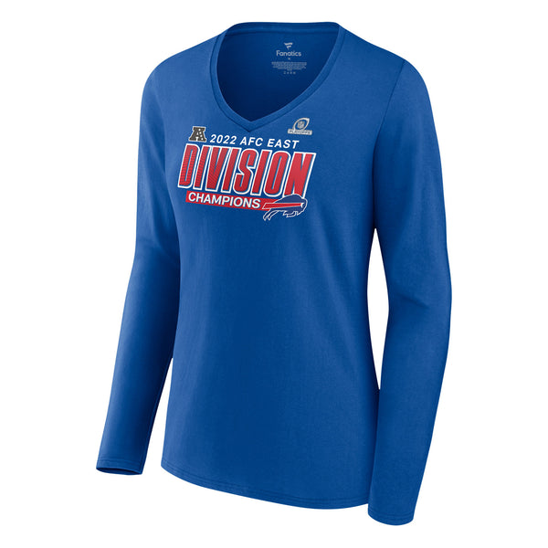 Ladies Bills 2022 AFC East Division Champions T-Shirt In Blue - Front View