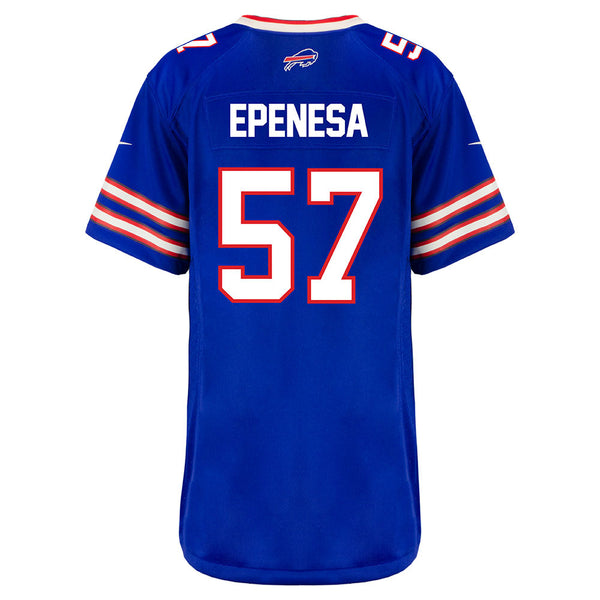 Ladies Nike Game Home A.J. Epenesa Jersey in Blue - Back View