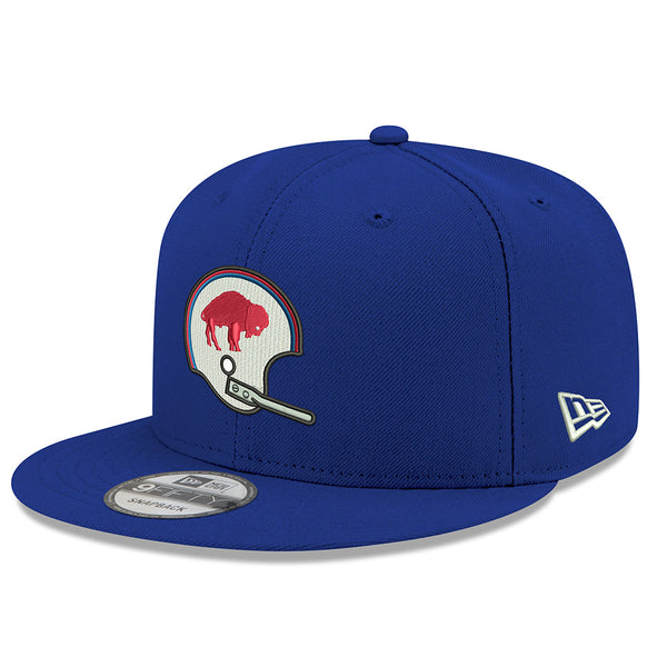 New Era Bills 9FIFTY Retro Helmet Snapback Hat in Blue - Front Left View