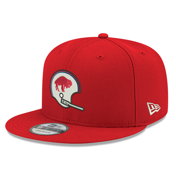 New Era Bills 9FIFTY Retro Helmet Snapback Hat in Red - Front Left View