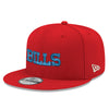 New Era Bills 9FIFTY Wordmark Snapback Hat in Red - Front Left View