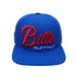 Pro Standard Bills Wordmark Script Snapback Hat in Blue - Front View