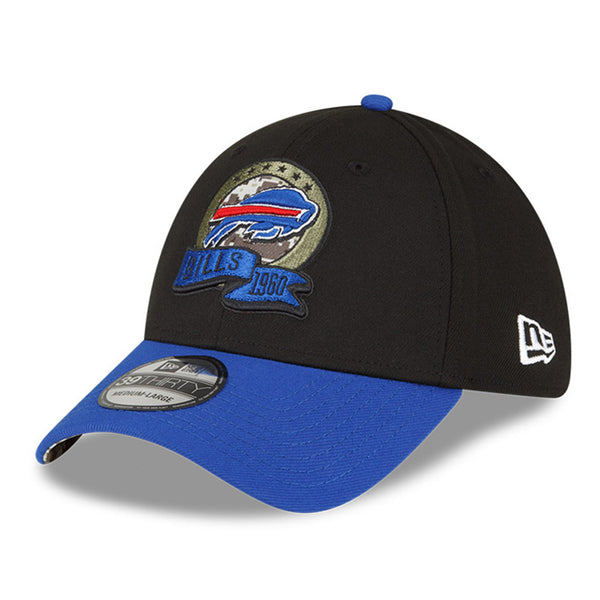 New Era Bills 2022 Salute to Service Flex Hat In Black & Blue - Angled Left Side View