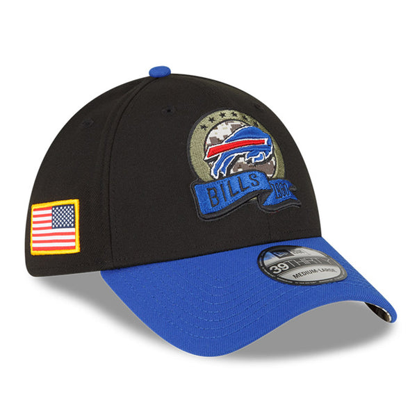 New Era Bills 2022 Salute to Service Flex Hat In Black & Blue - Angled Right Side View