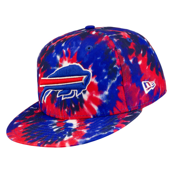 New Era Bills Tie-Dye Snapback Hat In Blue & Red - Angled Left Side View