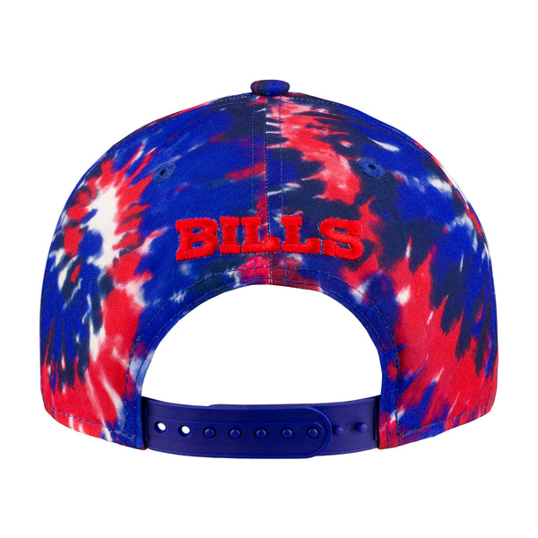New Era Bills Tie-Dye Snapback Hat In Blue & Red - Back View