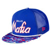 New Era Bills Mafia 9FIFTY Trucker Snapback Hat In Blue - Angled Left Side View