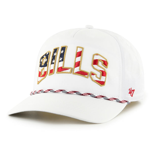 '47 Brand Bills American Flag Script Adjustable Hat in White - Front Left View