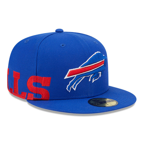 New Era Bills Fitted Hat In Blue & Red - Angled Right Side View