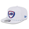 New Era Bills Crest Golfer Hat In White, Blue & Red - Angled Left Side View