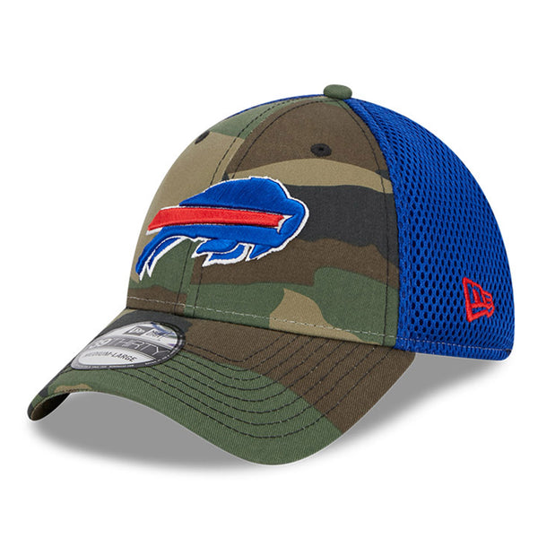 New Era Bills Team Neo Camo Flex Hat In Camouflage, Blue & Red - Angled Left Side View