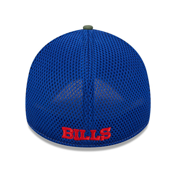 New Era Bills Team Neo Camo Flex Hat In Camouflage, Blue & Red - Back View