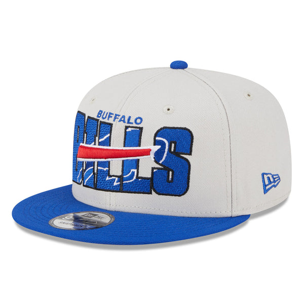 New Era Bills 2023 NFL Draft Snapback Hat in White and Blue - Angled Left Side View