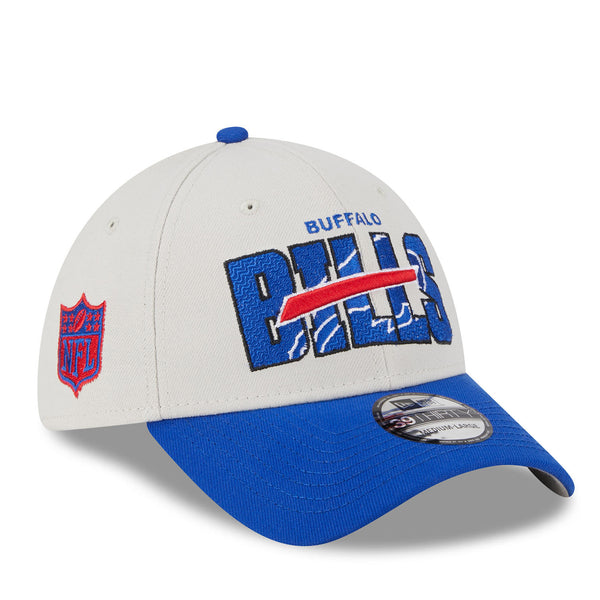 New Era Bills 2023 NFL Draft Flex Hat in White and Blue - Angled Right Side View