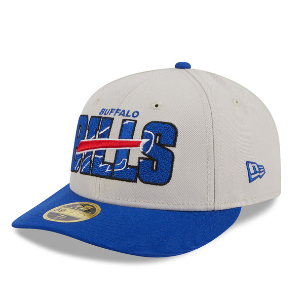 New Era Bills 2023 NFL Draft Fitted Hat in White and Blue - Angled Left Side View