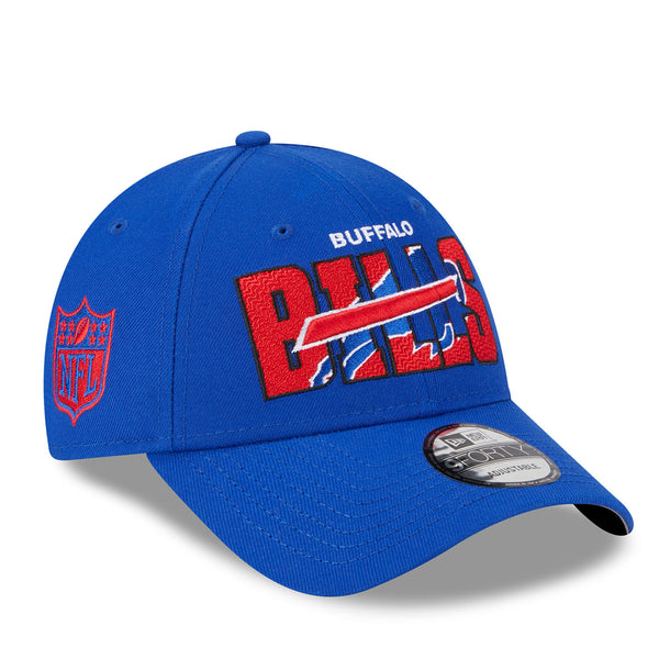 New Era Bills 2023 NFL Draft Adjustable Hat in Blue - Angled Right Side View