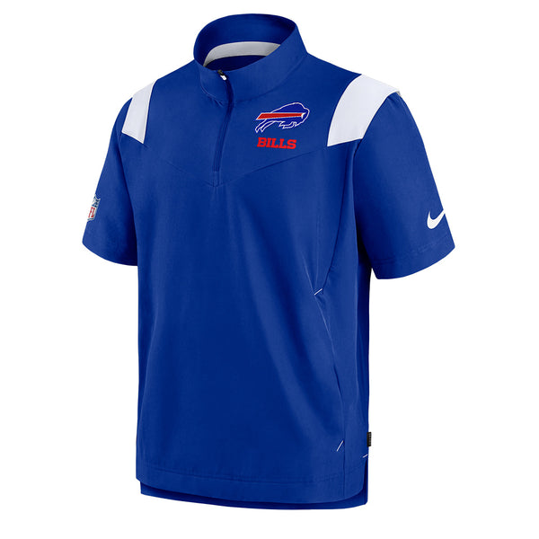 Nike Bills 1/4 Zip Coach Short Sleeve Jacket in Blue - Front View