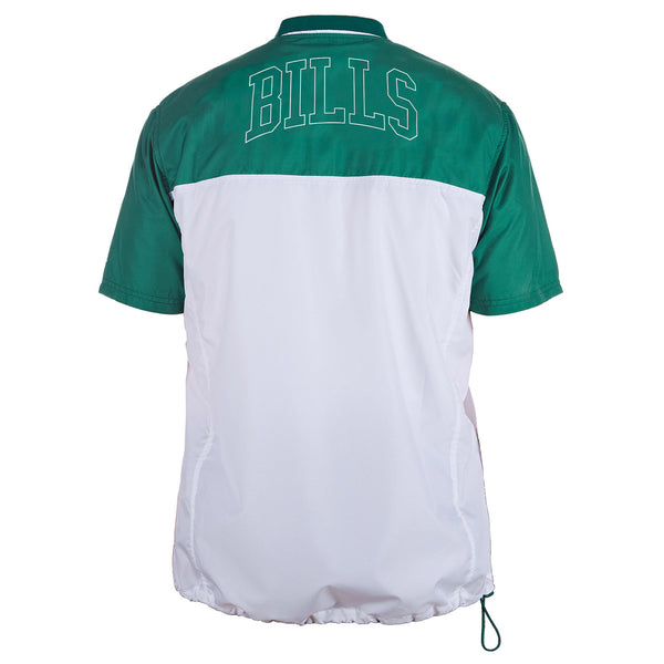 New Era Bills Crest Short Sleeve 1/4 Zip Jacket In Green & White - Back View