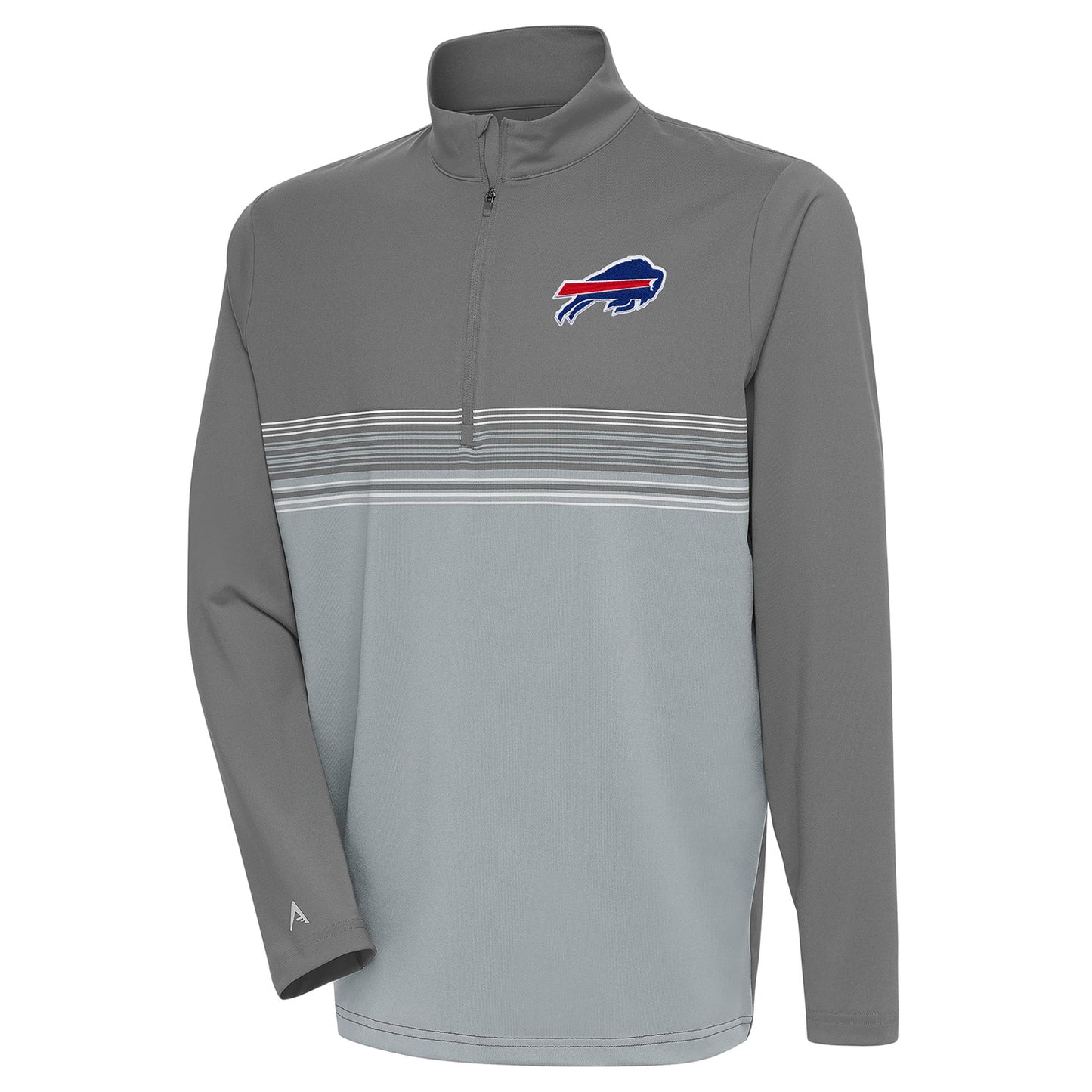 Antigua Bills Lined 1/4 Zip Jacket In Grey - Front View