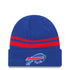 New Era Bills Stripe Team Logo Cuff Knit in Blue and Red - Front View