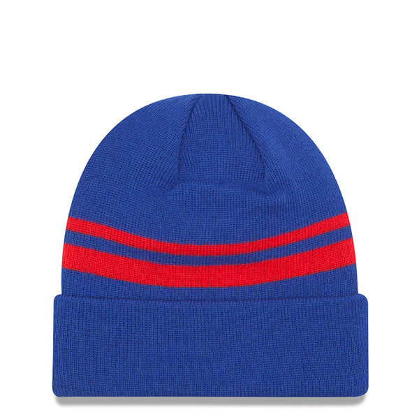 New Era Bills Stripe Team Logo Cuff Knit in Blue and Red - Back View