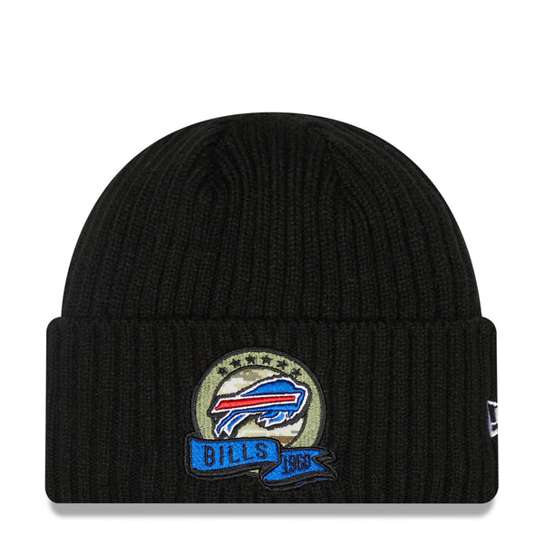 New Era Bills 2022 Salute to Service Knit Hat In Black - Front View