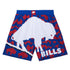 Mitchell & Ness Bills Jumbotron Shorts In White, Red & Blue - Front View