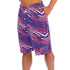 Zubaz Bills Zebra Print Shorts in Red, White and Blue - Front View On Model