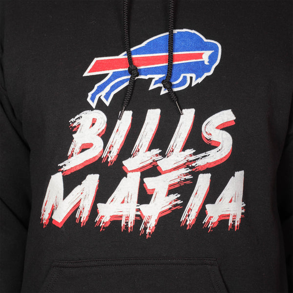 ICER Brands Bills Mafia Pullover Sweatshirt In Black, White, Blue & Red - Zoom View On Front Logo
